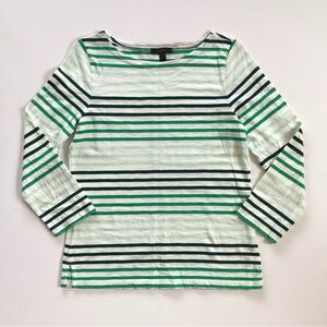 J. Crew Green Striped T-shirt